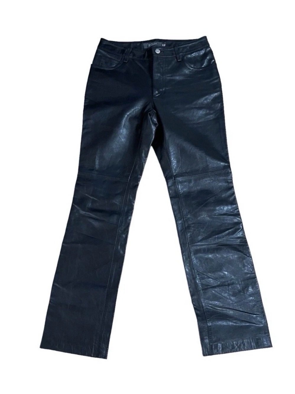 Vintage The Gap Genuine Leather Riding Pants Y2K Bootcut Black Womens Sz 4
